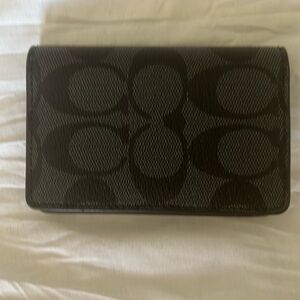 Coach Charcoal/Black Wallet With Logo Pattern Design